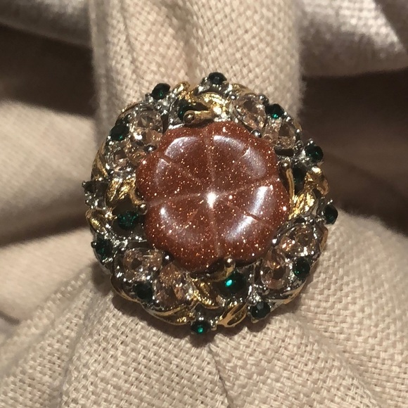 SUNSTONE Multi Gem Flower Statement Ring NWOTS - Picture 3 of 15